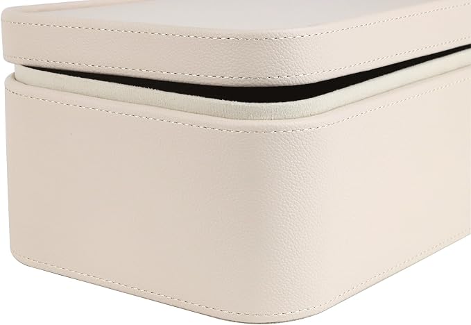 HofferRuffer Faux Leather Decorative Storage Boxes, Dust proof Storage Shelf Baskets with Lids Trays, Storage Bins Memory Box Organizer for Home, Office, Jewelry & More, Set of 3 (CreamWhite)