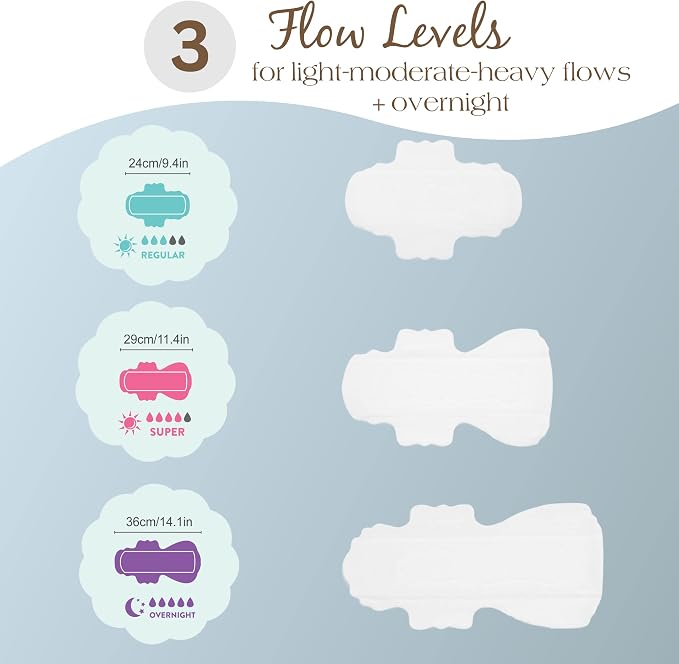 Maeves Thin Sanitary Pads with Wings for Women for Light, Heavy, Overnight Flow Soft - 30 Count