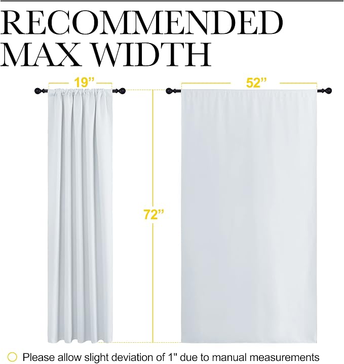 NICETOWN Bedroom Window Curtain Panels - Window Treatment Thermal Insulated Rod Pocket Room Darkening Drapes for Patio Door (Greyish White, 2 Panels, 52 in x 72 in (W x L))