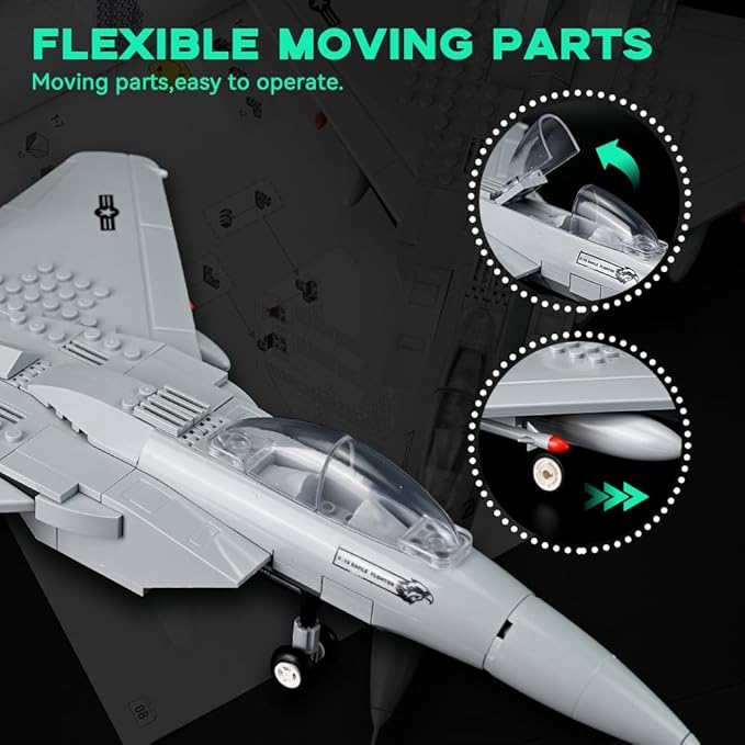 ArtorBricks Air Force Series F-15 Eagle Fighter Airplane Military Building Set Adult Gift.Including Model Display Rack (223 Pieces)