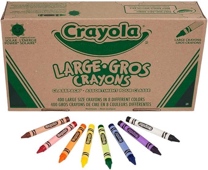 Crayola Crayon Classpack - 400ct (8 Colors), Large Crayons for Kids & Toddlers, Bulk School Supplies, Teacher Classroom Must Have for Preschool & Kindergarten