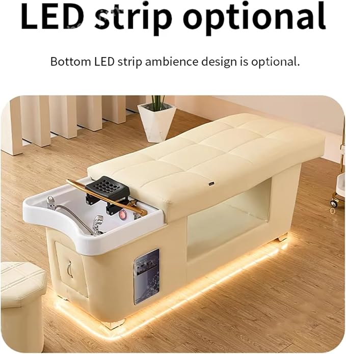 Massage Shampoo Bed,Multifunctional Head Treatment Bed,Supports Water Circulation｜Fumigation｜Light Therapy Massage Table for Spa Beauty Salon