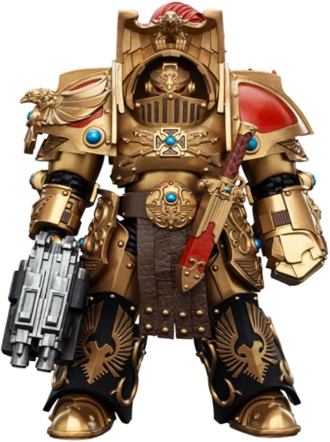 JOYTOY Warhammer The Horus Heresy Legio Custodes Aquilon Terminator Squad Aquilon with Lastrum Storm Bolter 1:18 Scale 5.4in Action Figure Mecha Joy Toy Collection Model