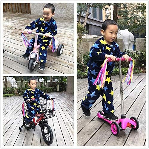 kortes 1 Pack Kids Bike Bell and 2 Pack Kids Bike Streamers for Children's Bike Accessories (Pink, Red,& Blue)