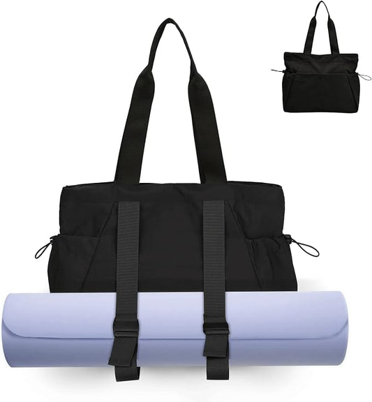 Yoga Bags for Women Gym Tote Bag with Adjustable Mat Holder Yoga Mat Carrier Shoulder Bags for Workout Pilates Travel Beach Work Shop