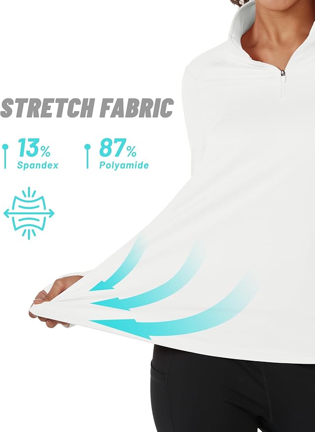 TACVASEN Women's Quarter Zip Sweatshirt Fleece Long Sleeve Workout Pullover | Lightweight Breathable Thermal Fabric,Mock Neck Design,Athletic Tops,Ideal for Gym Running Activities