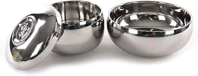 GARASANI Kitchen Tableware Stainless Steel Round Korean Traditional Rice Bowl With Lid Soup Bowl Set Vacuum Insulated Double Wall Metal Dinnerware