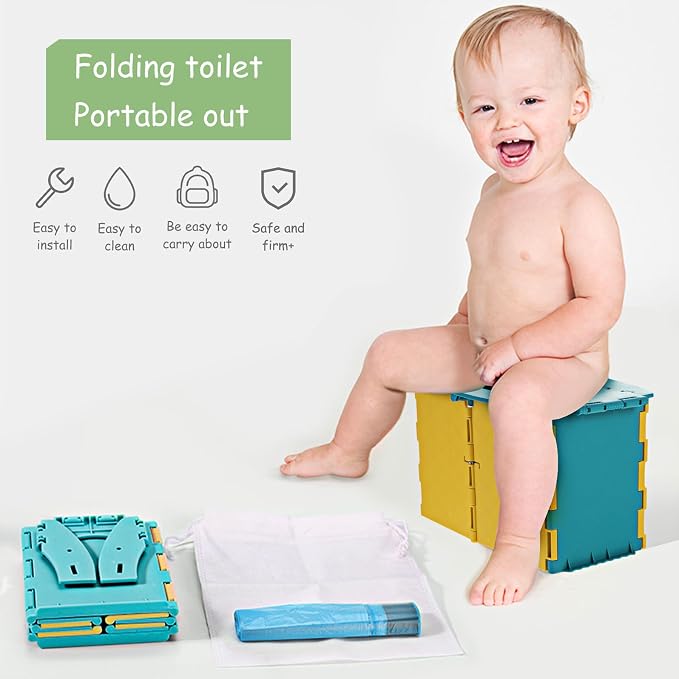 FRCOLOR Portable Toilet for Car Travel Environmentally Friendly PP Material Thick and Stable Potty Trainer for Boys and Over Years Convenient Outdoor Use Easy to Carry