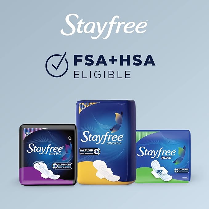 Stayfree Maxi Pads, 144 Count, Extra Heavy Absorbency, Wingless | Super Long | Unscented | Disposable