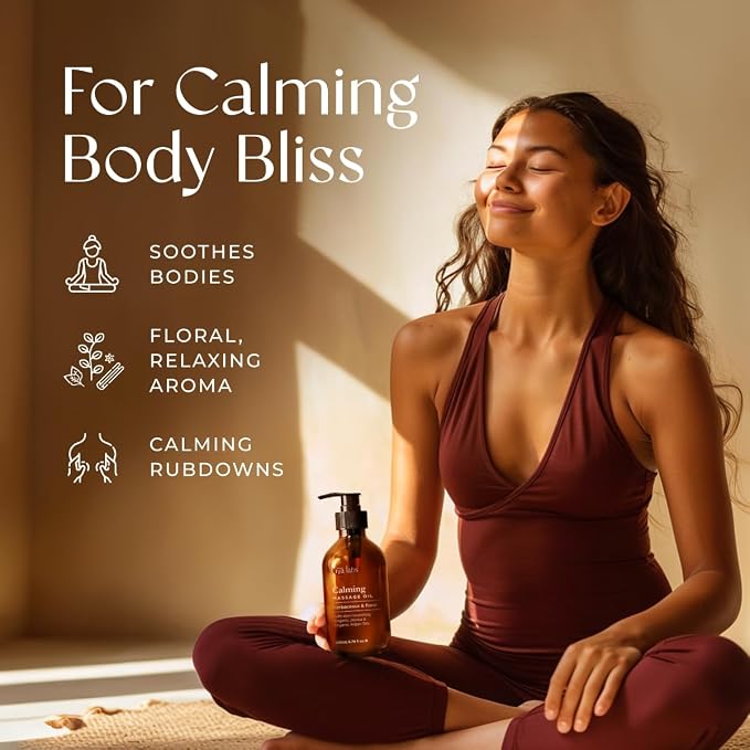 Destressing Massage Oil & Calming Oil for Body Set - Aromatherapy Grade Essential Oils Set - 2x200ml - Gya Labs