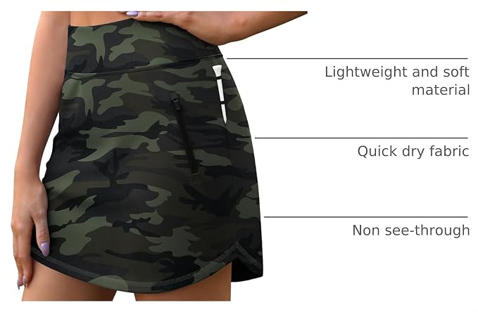 LouKeith Golf Skirts for Women Tennis Skirt with Zipper Pockets High Waisted Running Casual Athletic Skorts Built-in Shorts