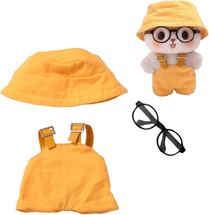 3 Set 17 cm Doll Clothes - 6.7 Inches Cute Dolls Dress - Premium Fashion Accessories, Doll Clothes+Overalls+Glasses Style Bundle,Gifts for Lovers (Style-J)