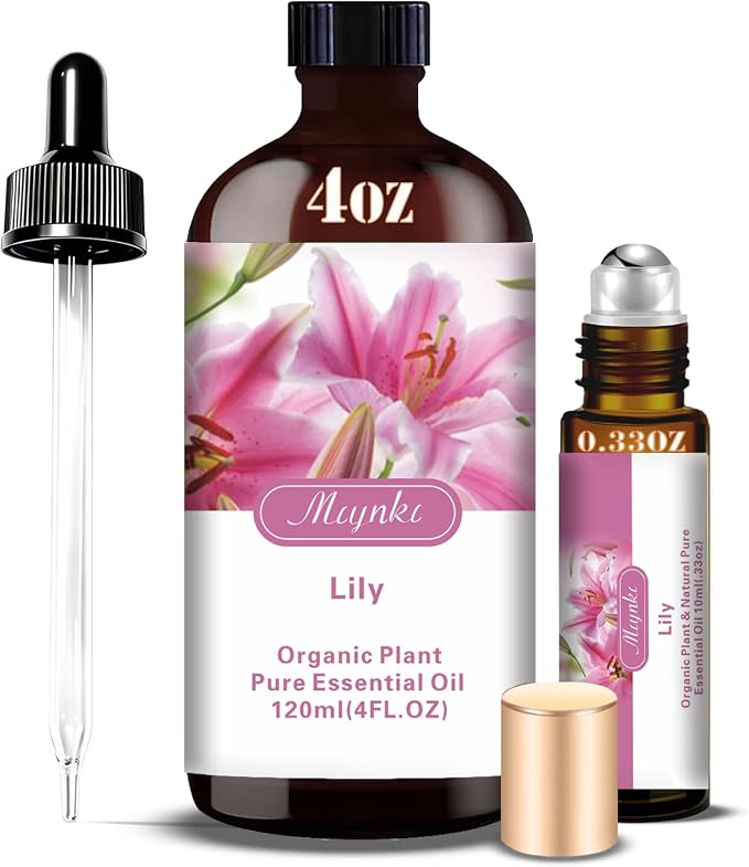Lily Essential Oil-4.33 fl oz for Diffuser, Massage, Skin Care, DIY Soap, Candle, Meditation, Yoga, Relaxation, Gift Ready