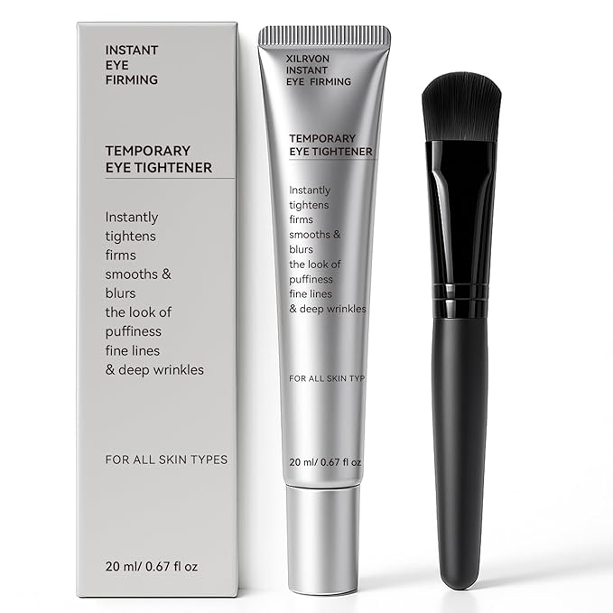 Instant Eye Tightener with Brush, Perfection Firming Lift Cream Temporary Eye Tightener for Under Eye Bags, Puffiness, Fine Lines & Wrinkles, Firms and Smooths for All Skin Types, 0.67 oz