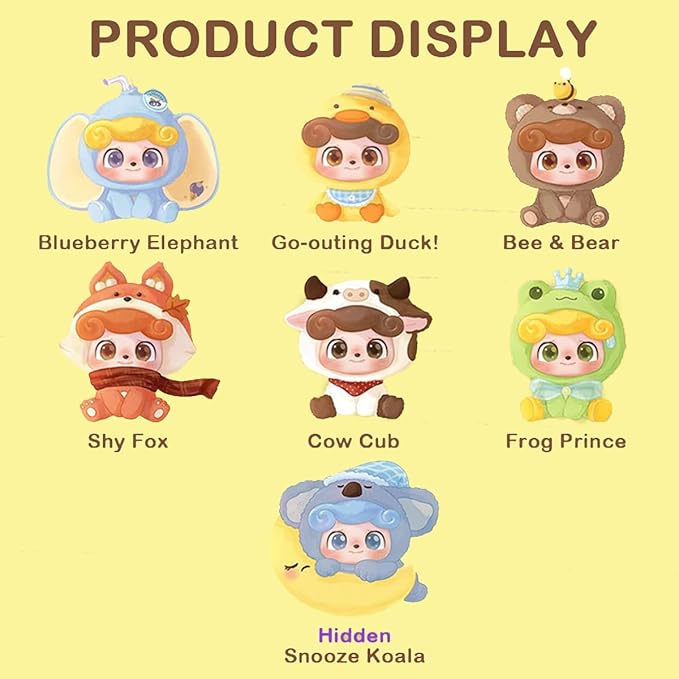 Q.Kid Animal Preschool Plush Series Blind Box 1PC (1 of 7 Possible Styles) Cute Figures Collectible Toys Birthday Gifts (1Pc-Blind Box)