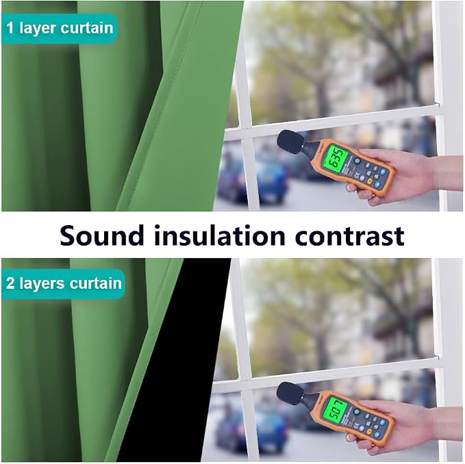 NICETOWN 100% Blackout Window Curtain Panels, Forest Green, 2 PCs, 62" Wide Each Panel, Cold and Full Light Blocking Drapes with Black Liner for Nursery, 84 inches Drop Thermal Insulated Draperies