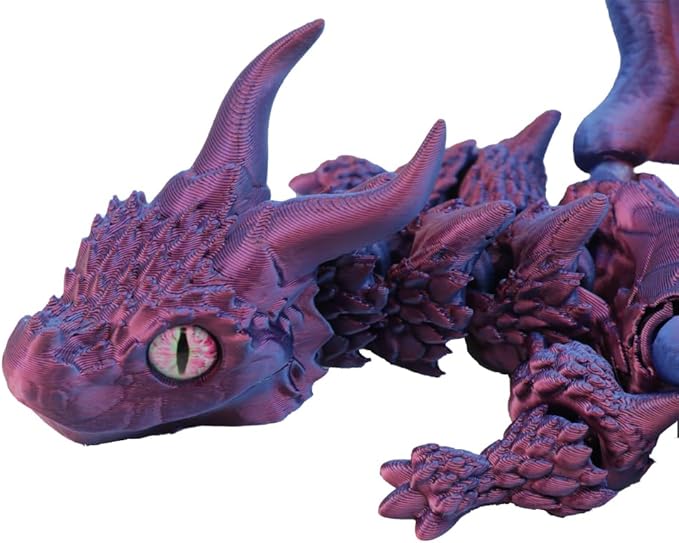 3D Printed Dragon Articulated Dragon with Movable Wings 16 inch Purple 3D Printed Animals Fidgets Toys for Kids