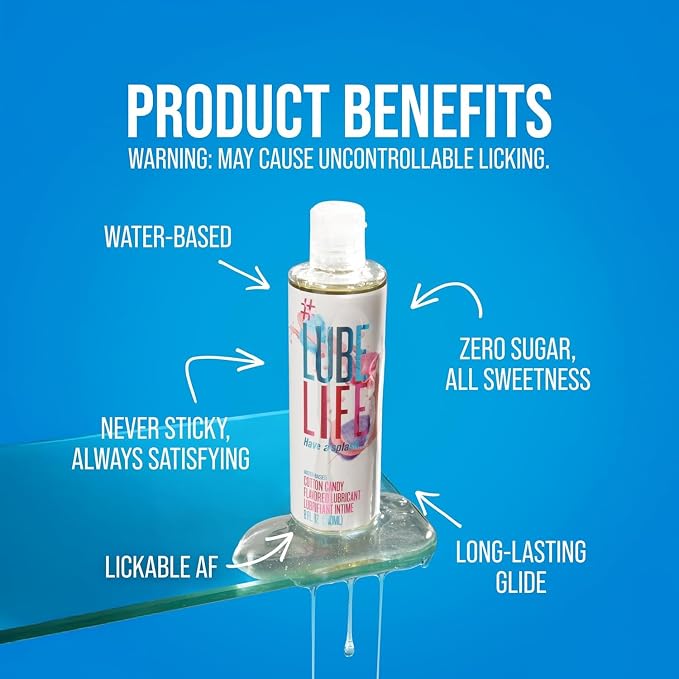 LUBELIFE Water-Based Cotton Candy Flavored Lubricant, Personal Lube for Men, Women and Couples, Made Without Added Sugar, 8 Fl Oz