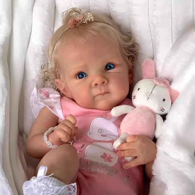 NPKCJZY Lifelike Reborn Baby Dolls - 18 Inch Realistic Newborn Baby Doll with Weighted Soft Cloth Body Real Life Baby Dolls with Blonde Hair Birthday Gift for Kids Age 3+