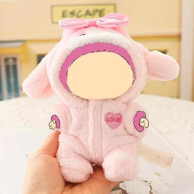 Pink Bunny 17cm Doll Clothes Clothes Set, Adorable (6.7inch) Animal Style Doll Outfit Jumpsuit, Halloween Dolls Outfit Accessories