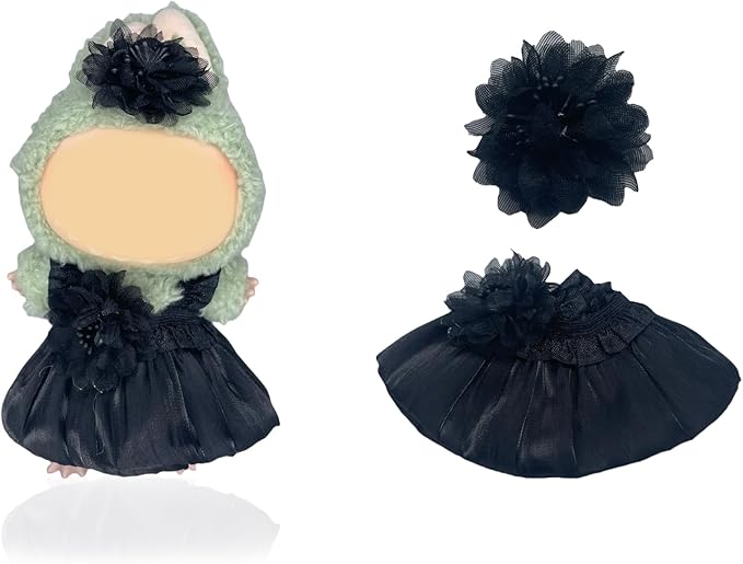 17cm Doll Clothes(NO Doll), Cute Dolls Outfit Accessories with Black Bud Dress Small Kawaii Clothes Set for Dolls (Style 19)