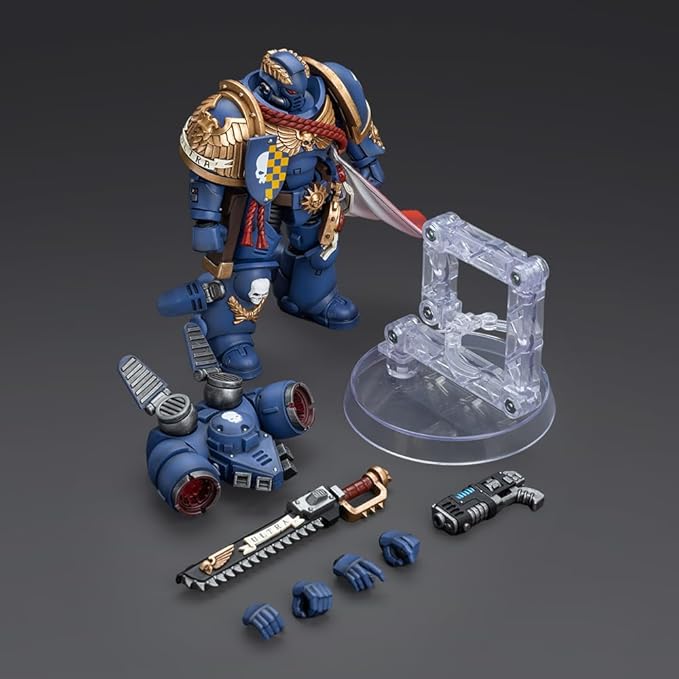 JOYTOY Warhammer 40,000 1/18 Action Figure Dark Angels Master Lazarus Ultramarines Intercessors and Ultramarines Captain with Jump Pack 3PCS Warhammer 40K Collection Model