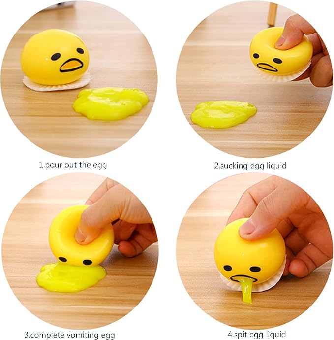 Vomiting Egg Slime Toy - Funny Prank Squeeze Stress Ball Puking Yolk, Novelty Fidget Relief Toy Gag Gift for Kids Adults, Christmas Stocking Stuffers & Birthday Parties