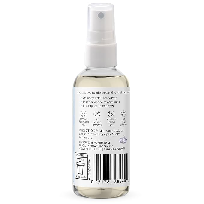 Aura Cacia Room and Body Mist, Refreshing Peppermint, 4 Fluid Ounce