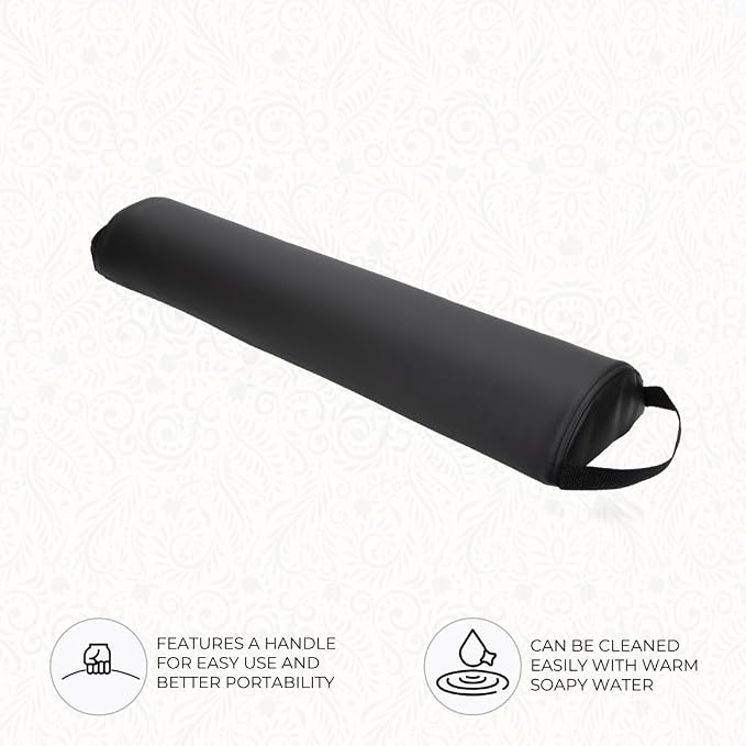 ForPro Premium Half-Round Bolster Pillow for Massage and Yoga, Oil and Stain-Resistant, 6”W x 3" H x 26”L, Black