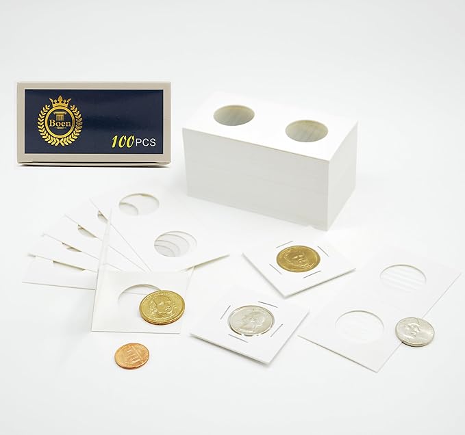 Boen 300Pcs 26.5mm/(1.04 Inch) Coin Flips for Quarter Dollar, Coin Holders for Colletors The Coin Collection Supplies Coin Cardboard Coin Flips for Coin Collection