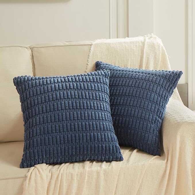 Fancy Homi 4 Packs Decorative Throw Pillow Covers for Living Room Couch Bed, Modern Farmhouse Boho Home Décor Accent Cushion Case, 24" x 24", Dusty Blue