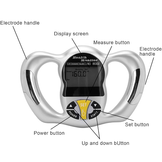 Handheld Body Fat Loss Monitor Smart Body Fat Scale BMI Meter Fat Analyzer Monitor Measure Device Body Fat Analyzer Handheld for Fitness Bodybuilding Muscle Gain