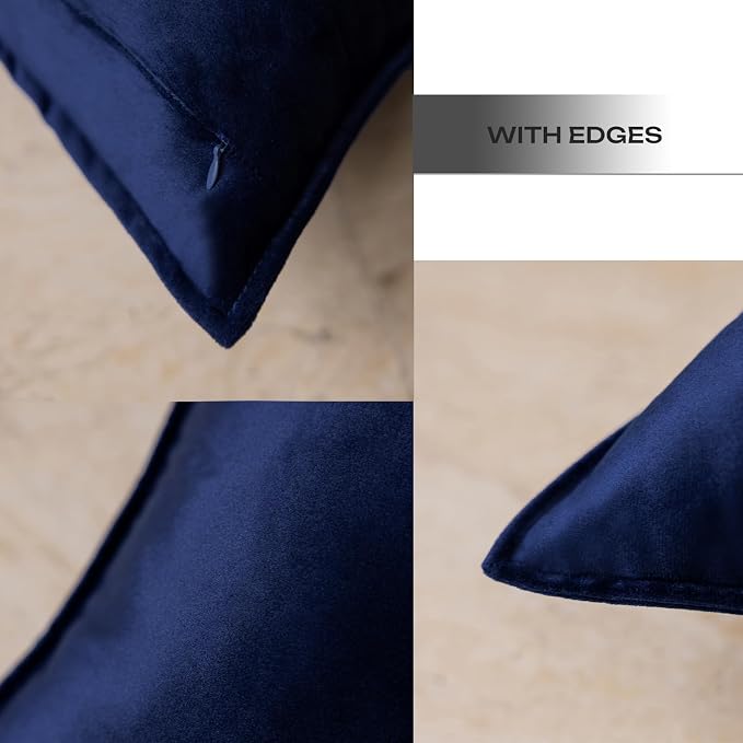 Velvet Navy Blue Throw Pillow Covers 24”x24”Pack of 2 Soft Decorative | Square Cushion Covers for Couch Sofa Bed Livingroom Car Home Decor,60x60Cm