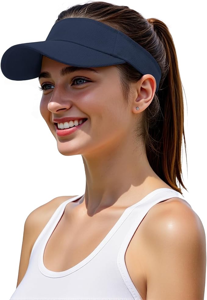 American Trends Sun Visor Hat for Women, Lightweight Quick-Dry Sport Visor | Adjustable fit, Ideal for Golf Tennis & Outdoor Sports, Sweat-Wicking Fabric, Ponytail-Friendly, Wide Brim for Sun Protection