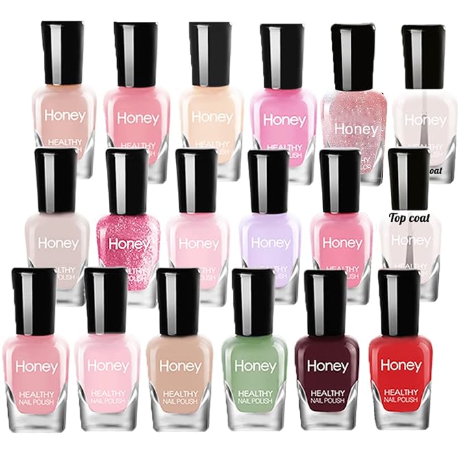 Non Toxic Nail Polish Set, Easy Peel Off and Fast Dry NailPolish Set for Pack, Eco Friendly & Organic Water Based Nail Polish for Women,Teens (18 Bottles)