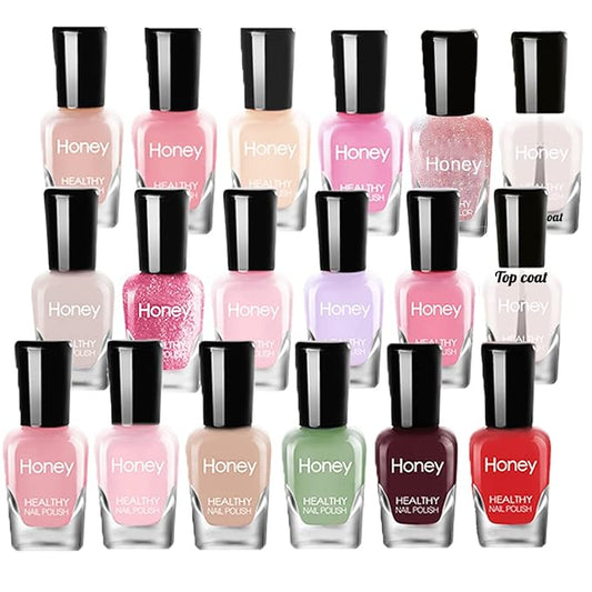 Non Toxic Nail Polish Set, Easy Peel Off and Fast Dry NailPolish Set for Pack, Eco Friendly & Organic Water Based Nail Polish for Women,Teens (18 Bottles)