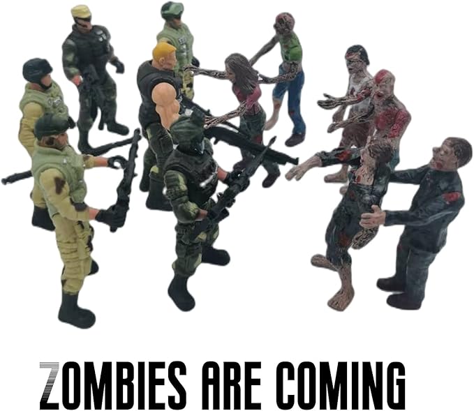 Army Men and Zombie Action Figure Toys Realistic Battle Scene Playset Collections Christmas Halloween Toys Gifts Decoration for Boys Adults Kids (12PCS) (Green)