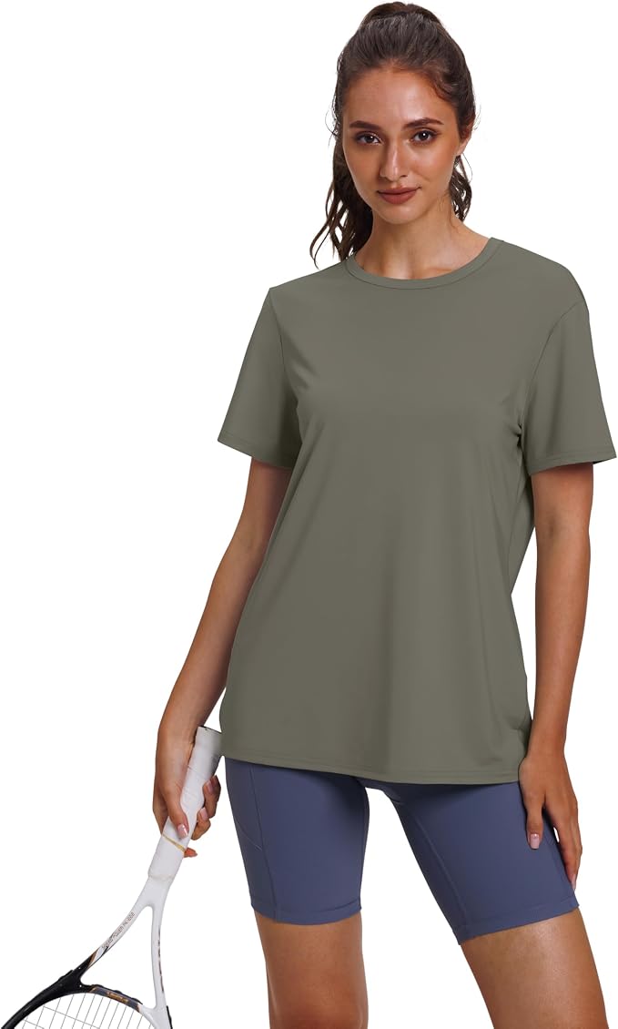 OFEEFAN Workout Tops for Women UPF 50+ Breathable Quick Dry Loose Fit T Shirt Outdoor Yoga Running Hiking Gym Tee Top