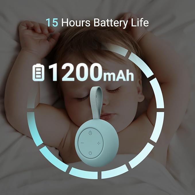 Portable Baby Sound Machine [White Noise for Babies Kids Adults][Sleep Soother][Timer Function][12 Soothing Sounds] 15 Hours Battery Life, Registry Gift,Shower,Clips on Baby Stroller.Slate