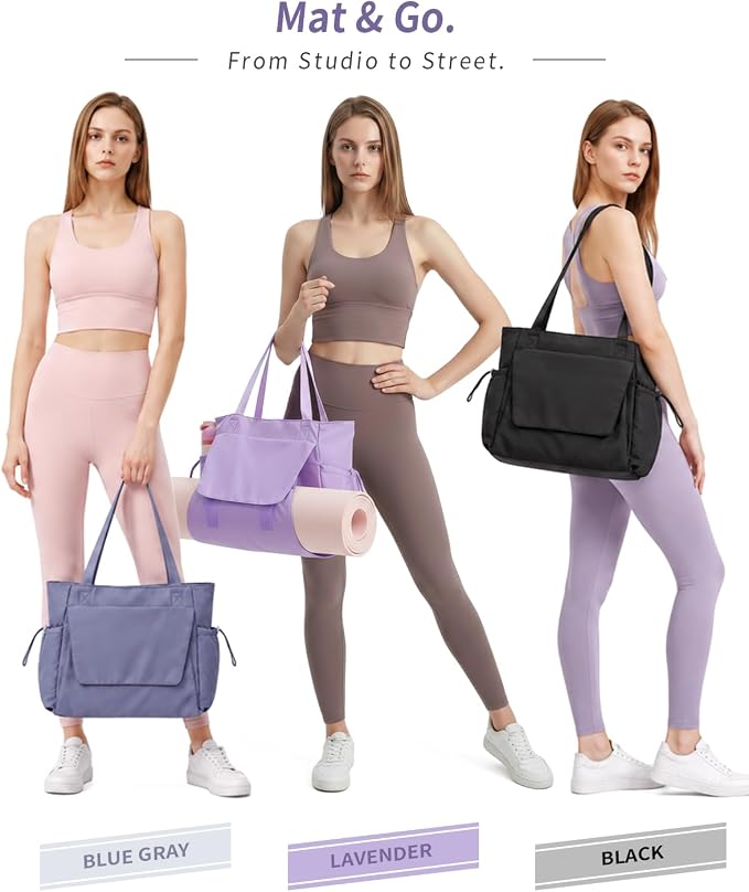 sportsnew Yoga Mat Bag Tote Yoga Gym Bags For Women Men with Waterproof Wet Pocket & Hook-and-loop, Quick Access Storage Yoga Mat Bag Carrier
