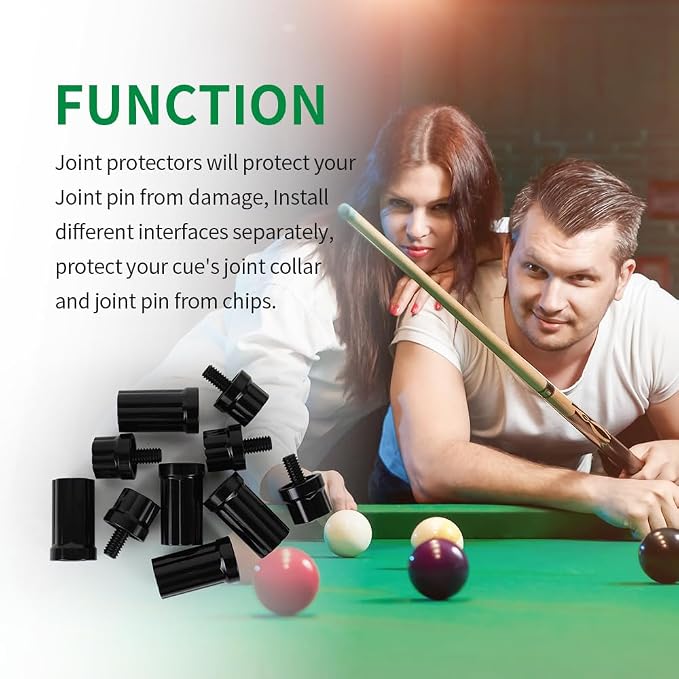 3 Pair Billiard Stick Joint Protectors, 5/16" x 3/4/8/9//10/11/14/18， Pool Cue Stick Protectors Threaded Joint Protectors Plastic Billiards Equipment