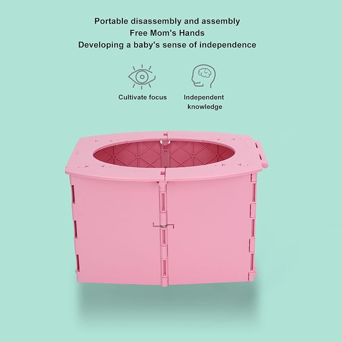 Portable Potty for Toddler Travel, Foldable Toddler Toilet Seat Travel Potty Training Toilet for Boys Girls, Mobile Folding Toilet for Car, Camping, Tourism, Outdoor, Indoor ()