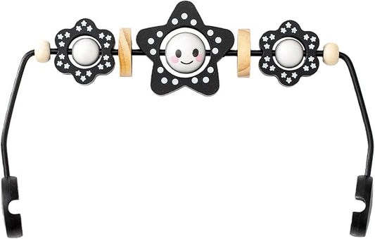 KENKYO Wooden Baby Bouncer Toy Bar Compatible with Baby Bjorn, Rotatable Bouncer Toy Attachment, Funny Sensory Toy for Newborn to Toddler, Easy to Attach and Remove (Black)