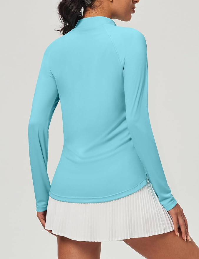 Heathyoga Long Sleeve Workout Tops for Women Golf Shirt UPF 50+ Swim Shirts for Woman UV Sun Protection Quarter Zip Pullover