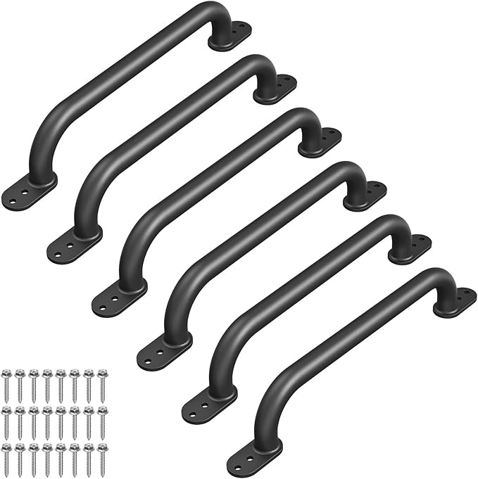 Dolibest 6 Pack 17-Inch Safety Handle, Heavy Duty Metal Safety Playground Handles, Indoor Monkey Bars, Playset Grab Handles for Kids Playhouse, Climbing Frame, Treehouse, Swing Set Accessories -Black