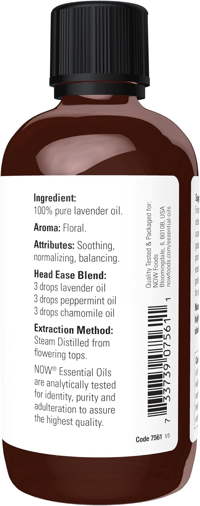 NOW Essential Oils, Lavender Oil, Soothing Aromatherapy Scent, Steam Distilled, 100% Pure, Vegan, Child Resistant Cap, 4-Ounce