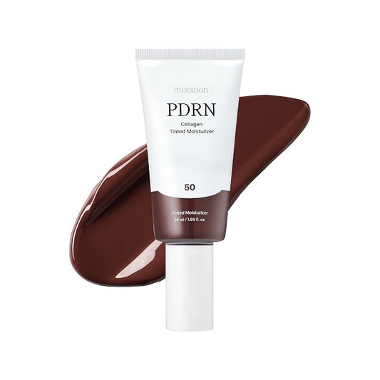 mixsoon PDRN Collagen Tinted Moisturizer - Skincare-Infused Base with Rice PDRN & Peptides, 24H Vibrant Glow & Luminous Hydration, 10 Shades 50ml / 1.69 fl.oz. Korean Glass Skin (No. 50 Haze)