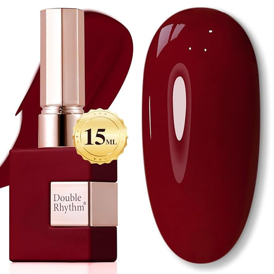 Double Rhythm 0.5Oz Gel Polish Sheer Neutral Natural Light Milky Same Color Same Bottle 15ML Jelly UV Gel Polish Nail Art DIY at Home (Burgundy Red-A1490)