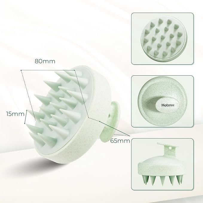 Scalp Massager Brush for Hair Growth – Silicone Scalp Scrubber & Scalp Exfoliator – Manual Scalp Massager Brush for Wet or Dry Use – Hair Massager Scalp Shampoo Brush Tool (Beige)