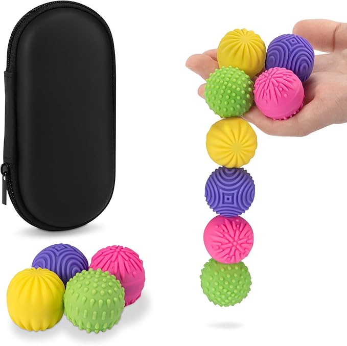 Magnetic Sensory Fidget Balls – 8-Pack Silicone Weighted Stress Relief Toys for Adults & Teens – Quiet, Textured Magnet Fidgets for ADHD, Autism & Anxiety – Gift for Desk, Travel & Office